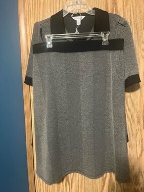 Liz Claiborne Black and Gray Herringbone Knit Tunic Skirt set